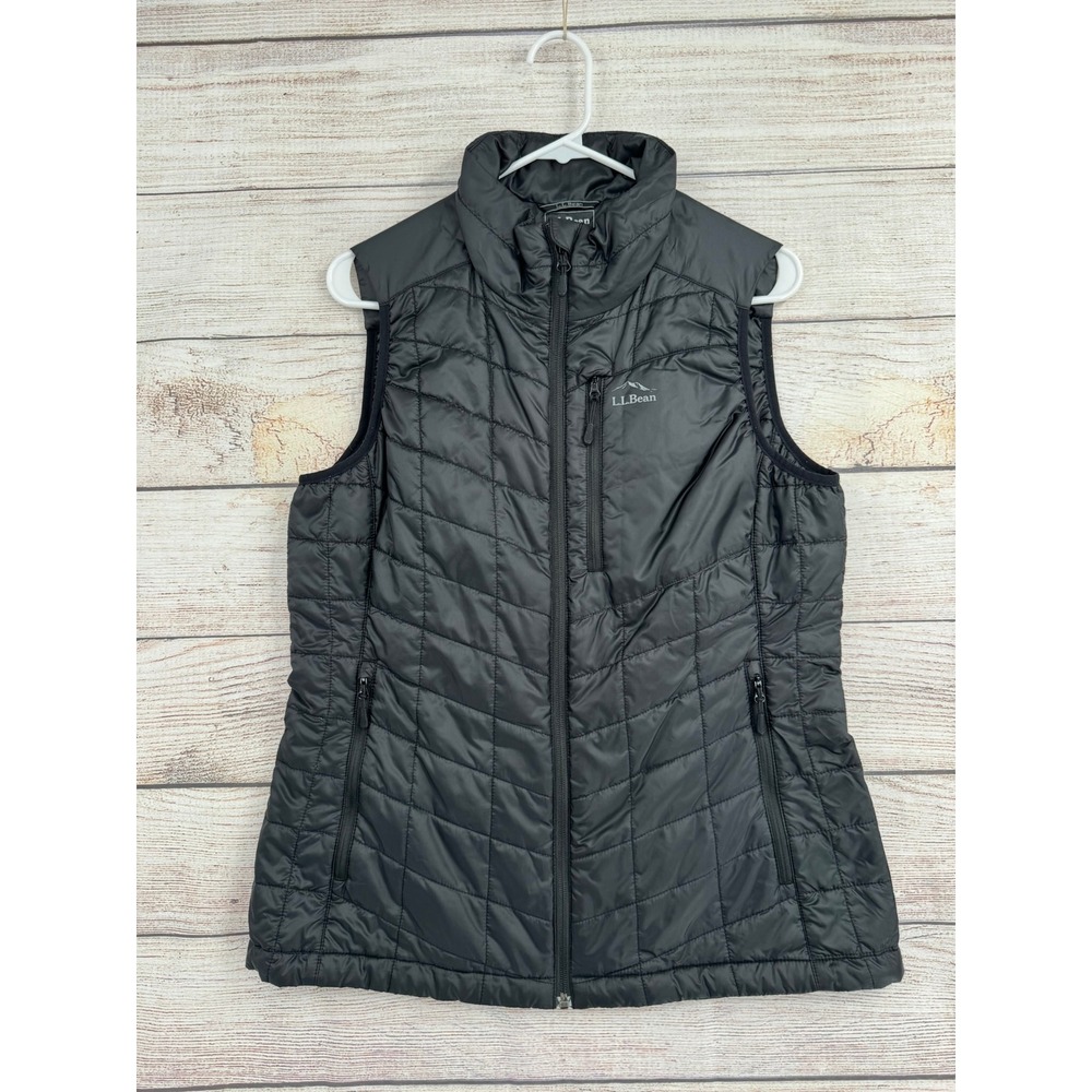 LL Bean Puffer Vest Womens M Black Primaloft Packable Quilted Item 503400